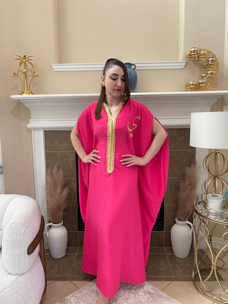 Elegant Pink Dress with Custom Letter