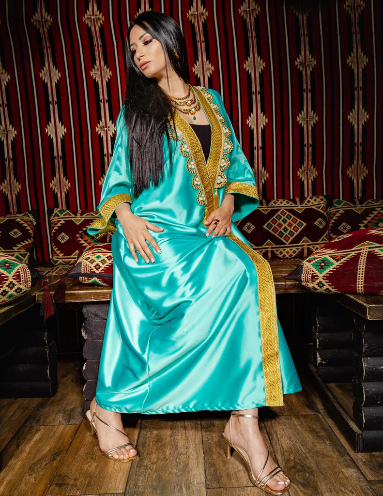 Turquoise open abaya